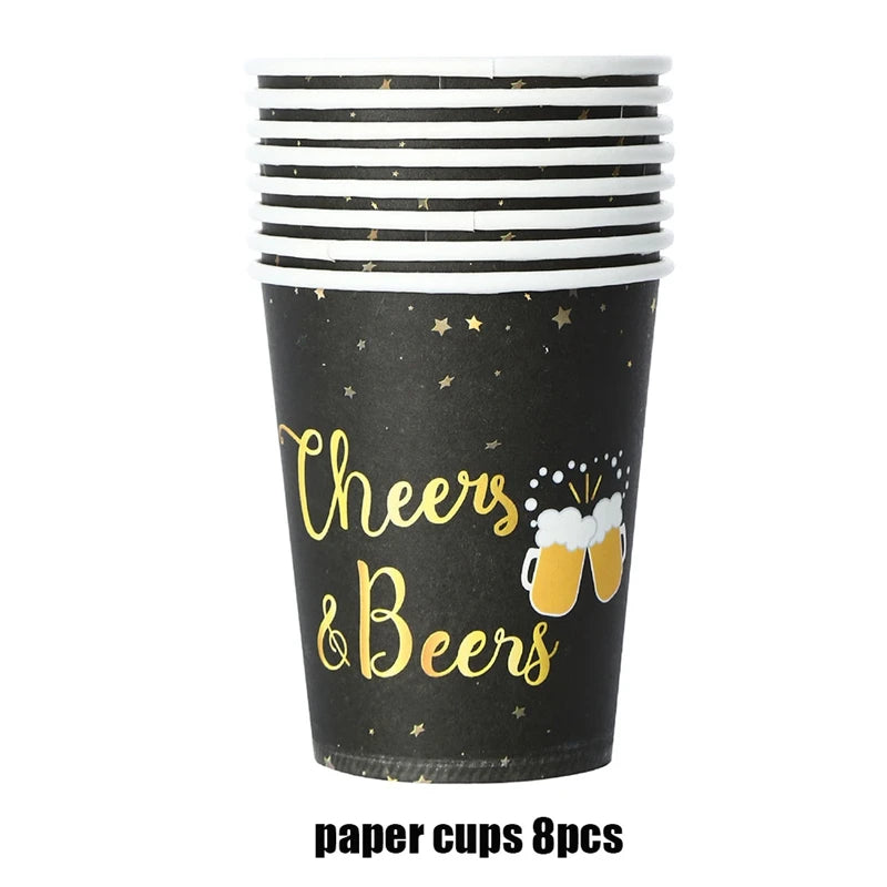 Cheers Beer Glasses Decorations Disposable Tableware Plates Cup Napkins Oktoberfest Wedding Spiderman Baby Shower Stitch Sonic
