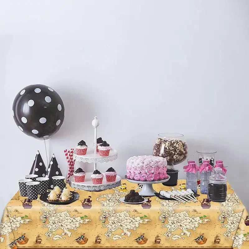 Pirate Birthday Party Decoration Balloon Tableware Tablecloth Backdrop Hanging Banner Cake Toppers For Kids Party Event Supplies
