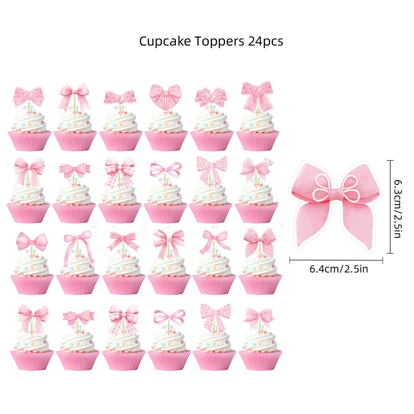 Pink Bow Plates Cups Napkins Forks for Coquette Birthday Decoration Pink Bow Theme Party Supplies for Girls Birthday Party Decor
