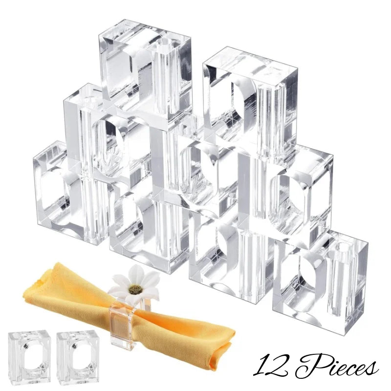 4-20Pcs Acrylic Napkin Rings Clear Napkin Holders Mini Flower Bud Vase for Wedding Birthday Banquet Table Decor