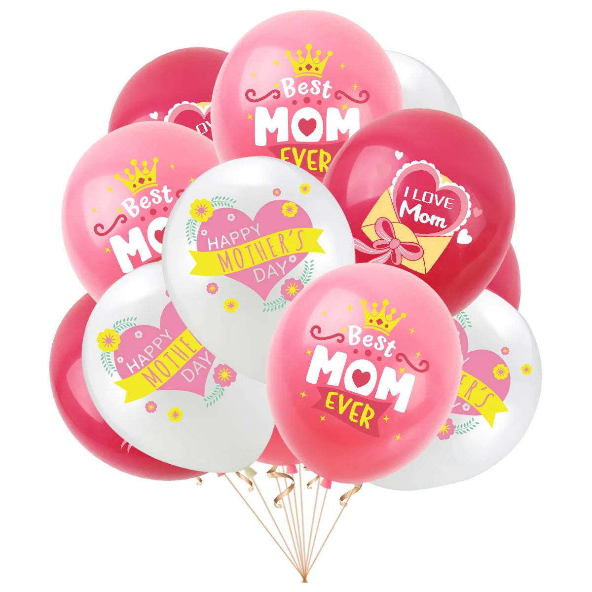 10pcs 12inch English Mother Father Foil Balloons Mother's Day Heart Shape Helium Love Globos Decor Mama Balloon Gifts Balaos