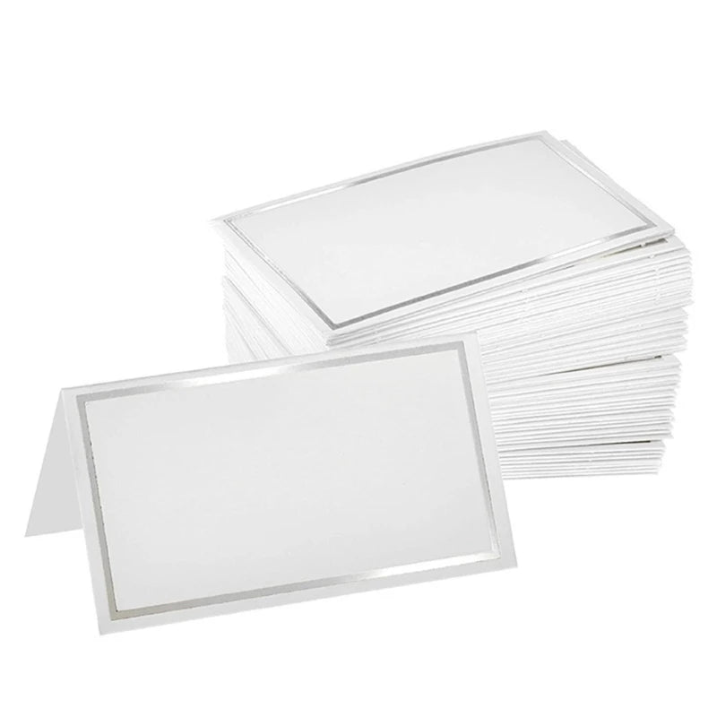 Pack of 50PCS Elegant Gold Bordered Blank Place Cards Name Cards for Weddings, Banquets, Dinners, Parties and Festivals