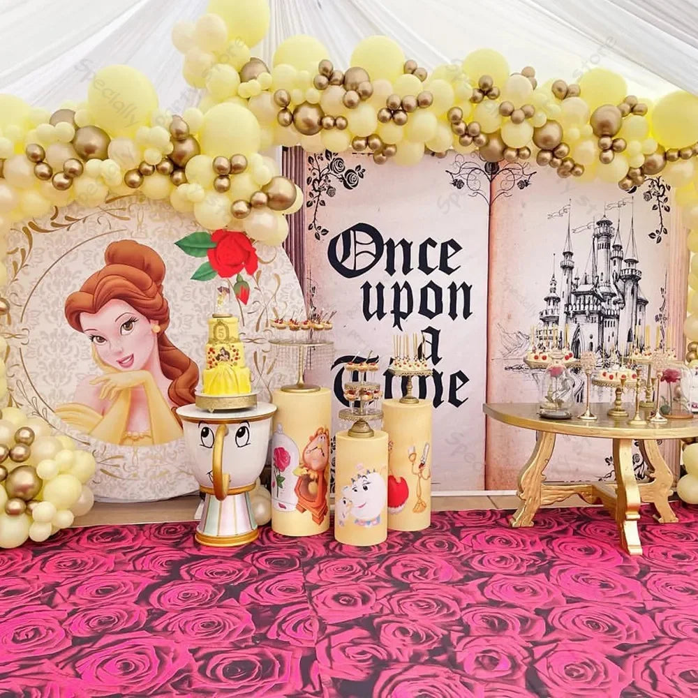 97pcs Beauty and the Beast Princess Bella Balloon Garland Arch Kit Yellow Latex Balloon Birthday Party Decors Baby Shower Supply