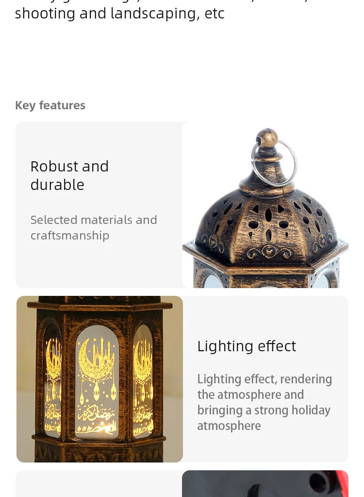 Eid Mubarak LED Wind Lamp Ornament Islam Muslim Party Decor Supplies Ramadan Wind Lantern Eid Decoration for Home Party Gift