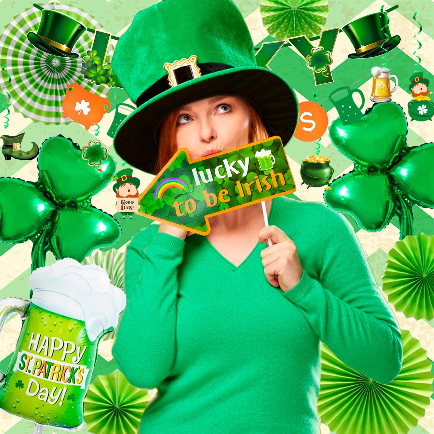 St Patricks Day Decorations, St Patrick's Day Party Decorations Set-St. Patrick's Day Balloon,Shamrock Banner Balloons