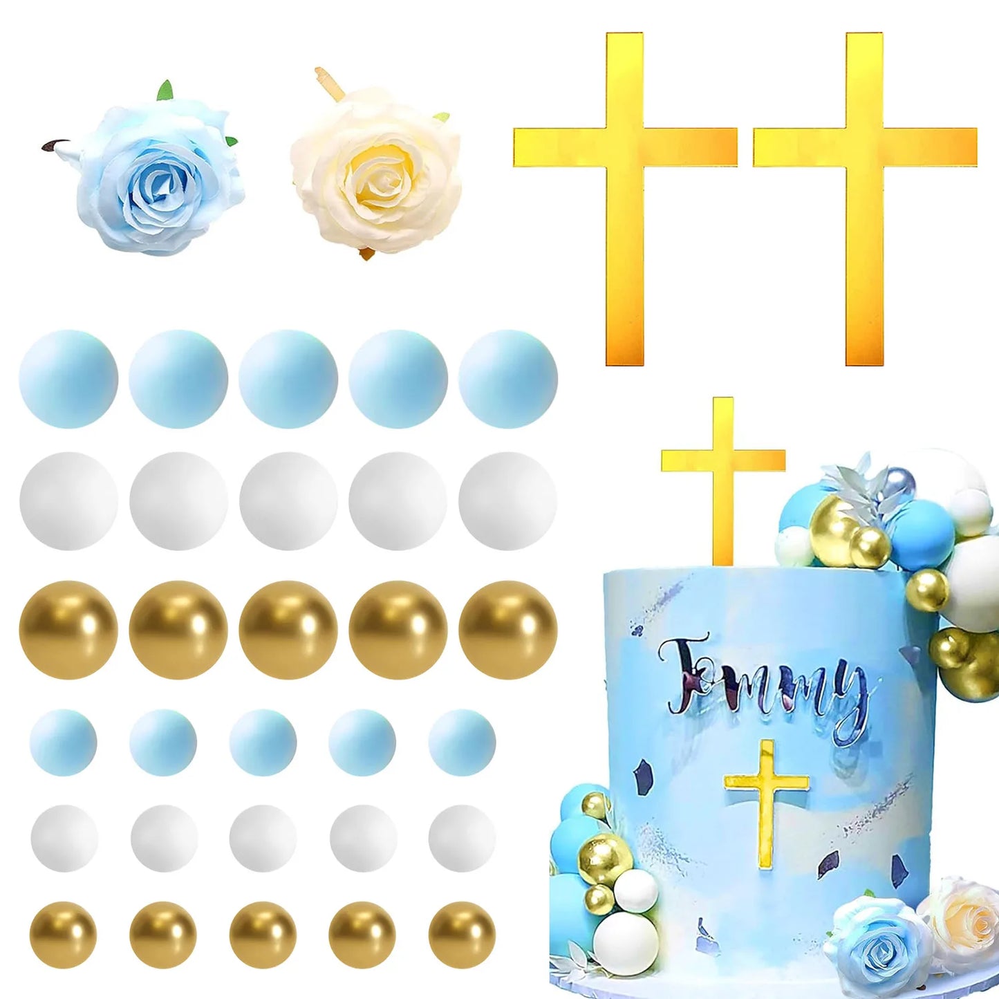 White Feathers Cake Decoration Baptism Cake and Angel Cake Decoration Cross Decoration Baptism Party Favors Baptism Party