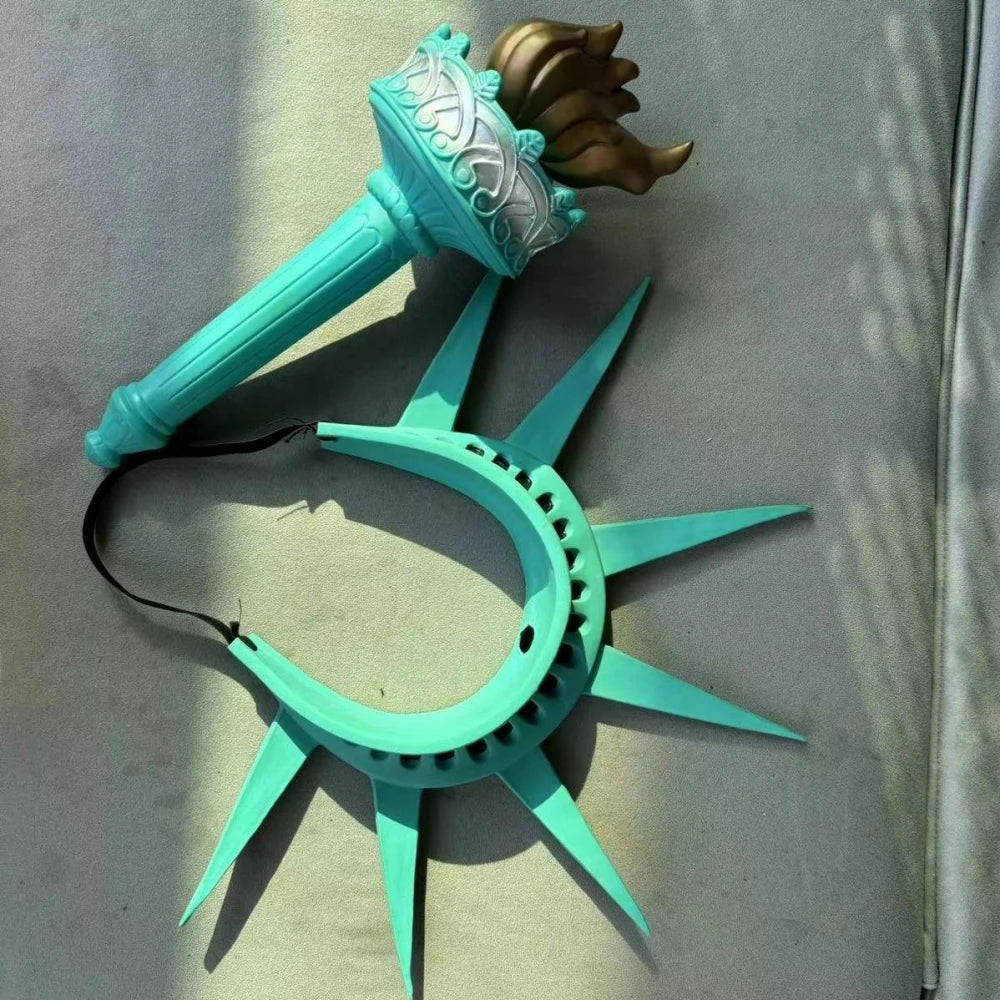 Statue Of Liberty Costume Props Accessories Festival Party Lady Liberty Cosplay Crown Torch Independence Day Parades Dress Up