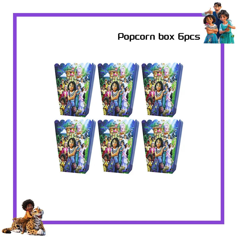 Encanto Birthday Party Decoration Balloon For Kids Event Supplies Tableware Set Plates Cups Napkins Cake Toppers Candy Box