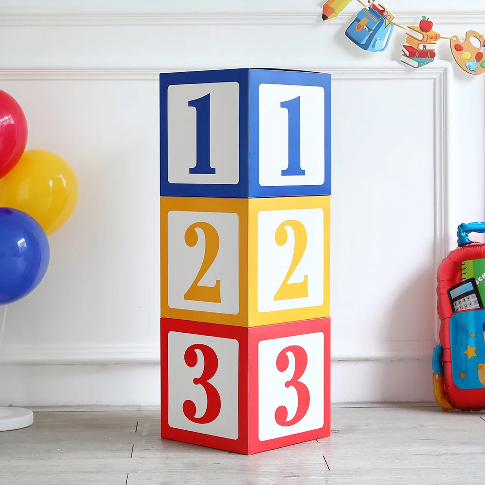 3pcs Back To School ABC Letter 123 Balloon Boxes Birthday Baby Shower Kindergarten Rainbow Happy Graduation Party Supplies