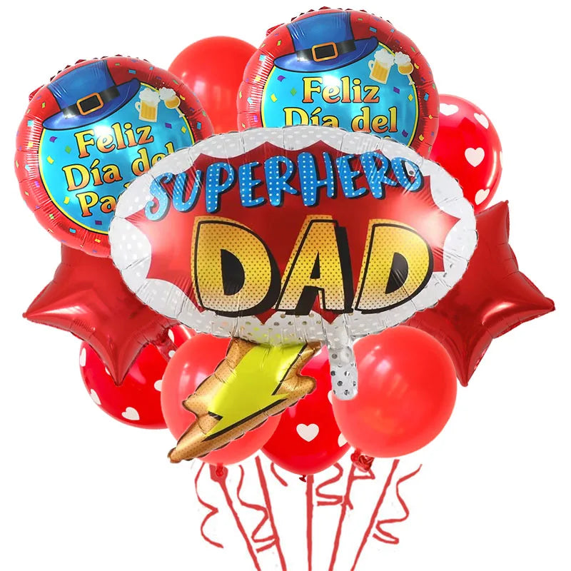 11pcs/Set Best DAD Trophy Spanish Happy Father's Day Foil Balloons English Mother's Day Party Decoration Latex Air Globos Gifts