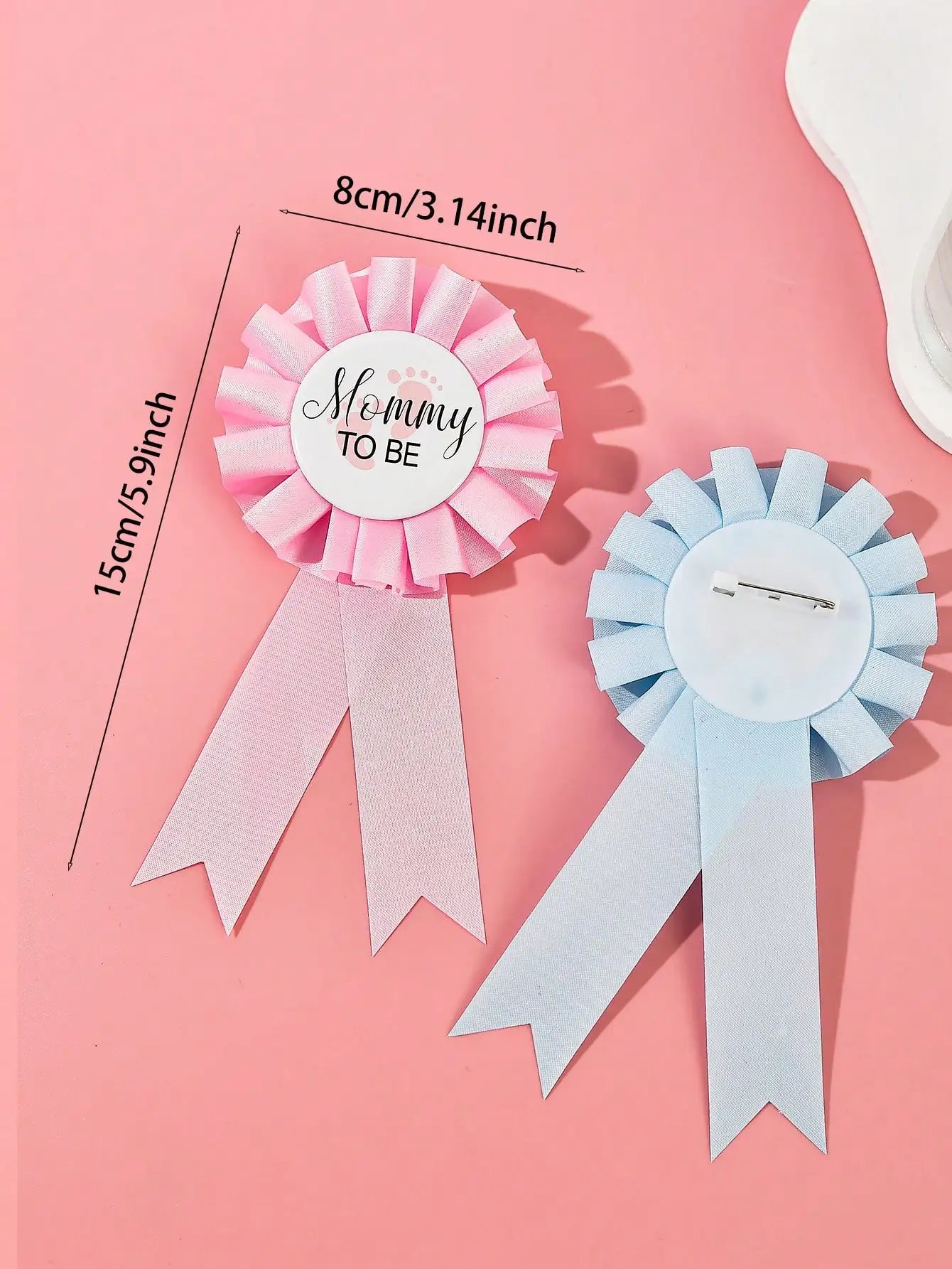 “Mommy and Daddy are going to be” tin pin-baby shower button sex reveal party boy blue rose wreath button baby celebration