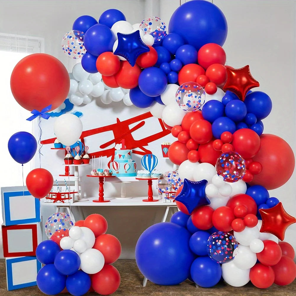 140PCS Independence Day Balloon Garland Arch Kit, Fourth of July, Birthday Party, Anniversary, Indoor and Outdoor Decorations