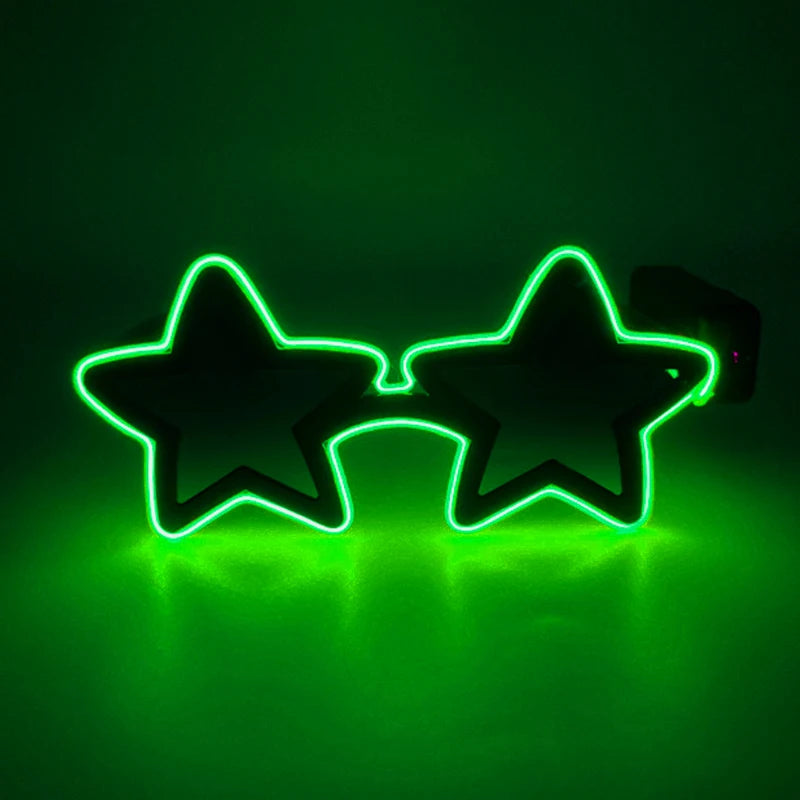 Wireless EL Glowing Party Glasses LED Light Up Five Stars Glasses Birthday Wedding Halloween Supplies Night Club Disco Props