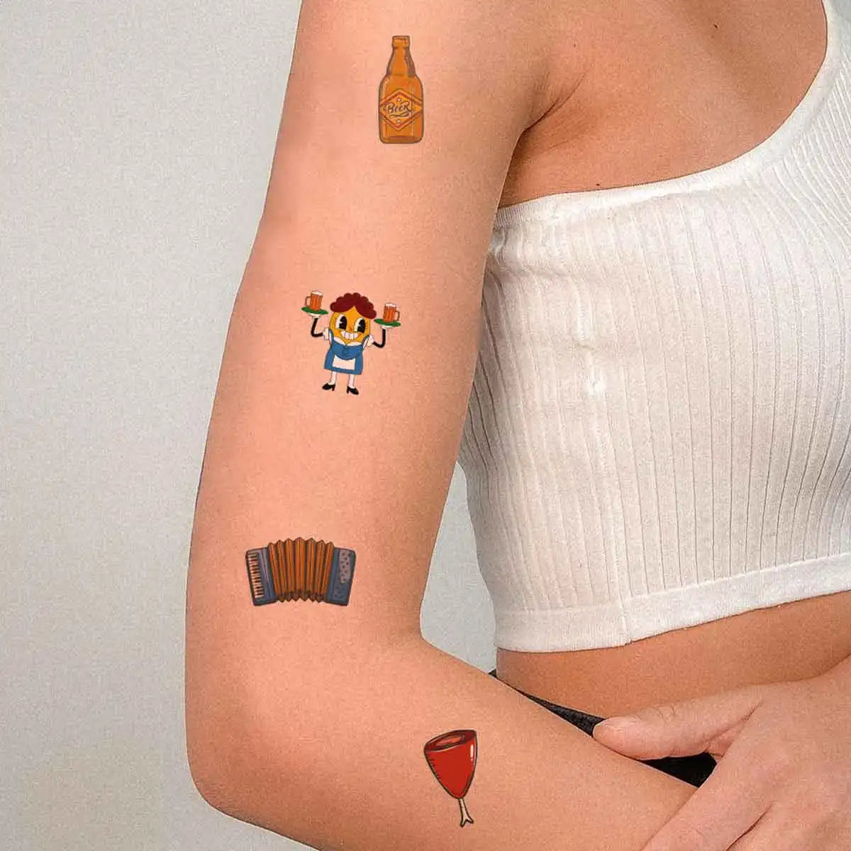 4pcs Oktoberfest Party Tattoo Stickers Finger Wrist Ankle Tattoo Body Art German Bavarian Beer Party Decoration for Women Men