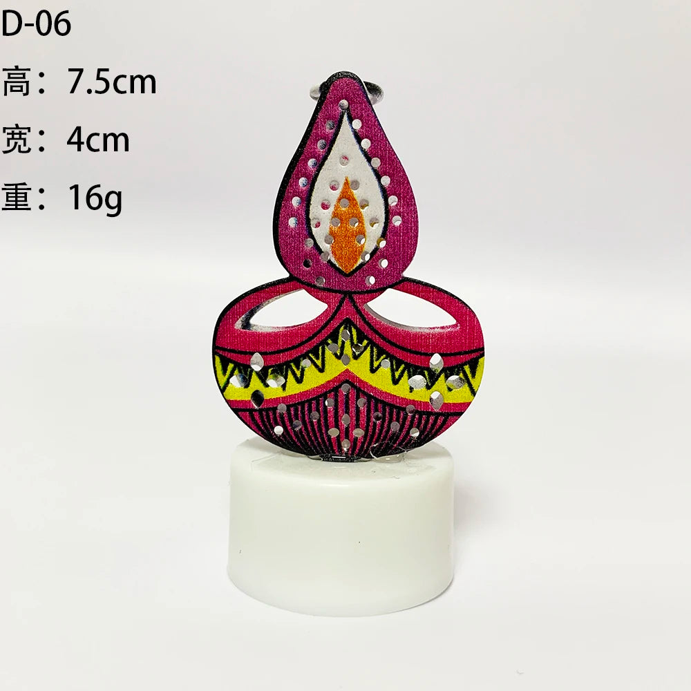 Diwali Diya Decor LED Candle Light, Hindu, Deepavali Festival, Night Light, Battery Powered, Art, 10 Pcs