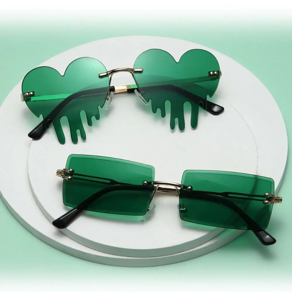 1pc St. Patrick's Day Irish Shamrock Sunglasses Green Four Leaf Clover Leprechaun Costume Glasses Party DIY Decor Supplies