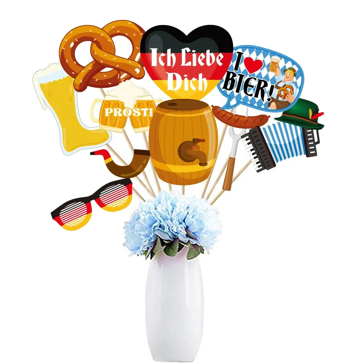 21Pcs Oktoberfest Theme Party Photo Booth Props for Boy Girl Bar Beer Festival Party Backdrop Birthday Party Favors Decorations