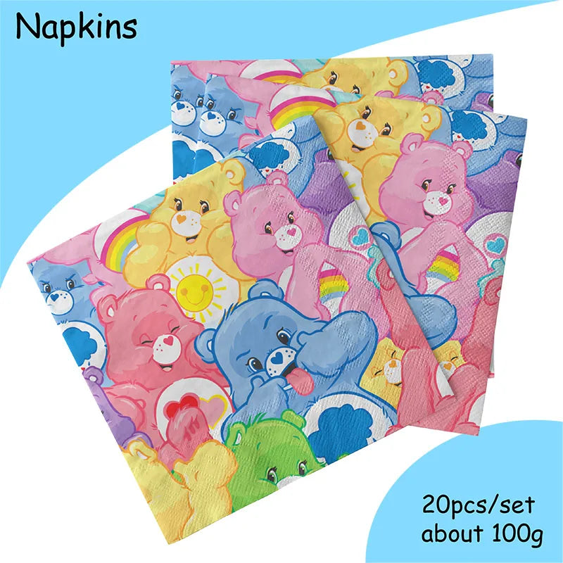 Rainbow Bears Birthday Decoration Angle Disposable Tableware Cup Plate Tablecloth Baby Shower Kids Girls Boy Party Supplies