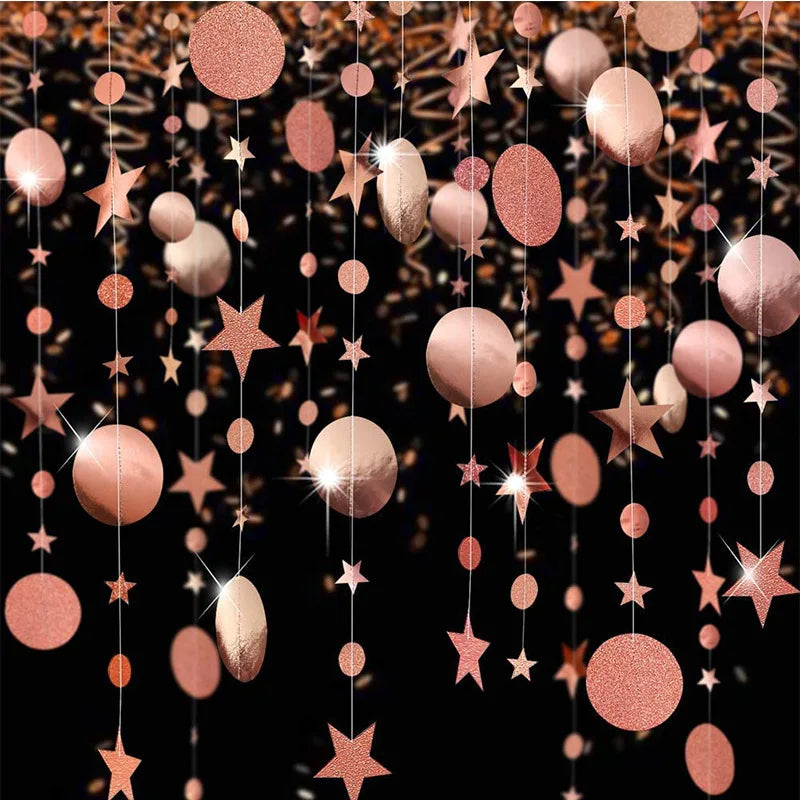 4M Glitter Champagne Gold Paper Banner Garland Happy Birthday Decoration for Adult Kids Boy Girl Baby Shower Wedding Party Decor