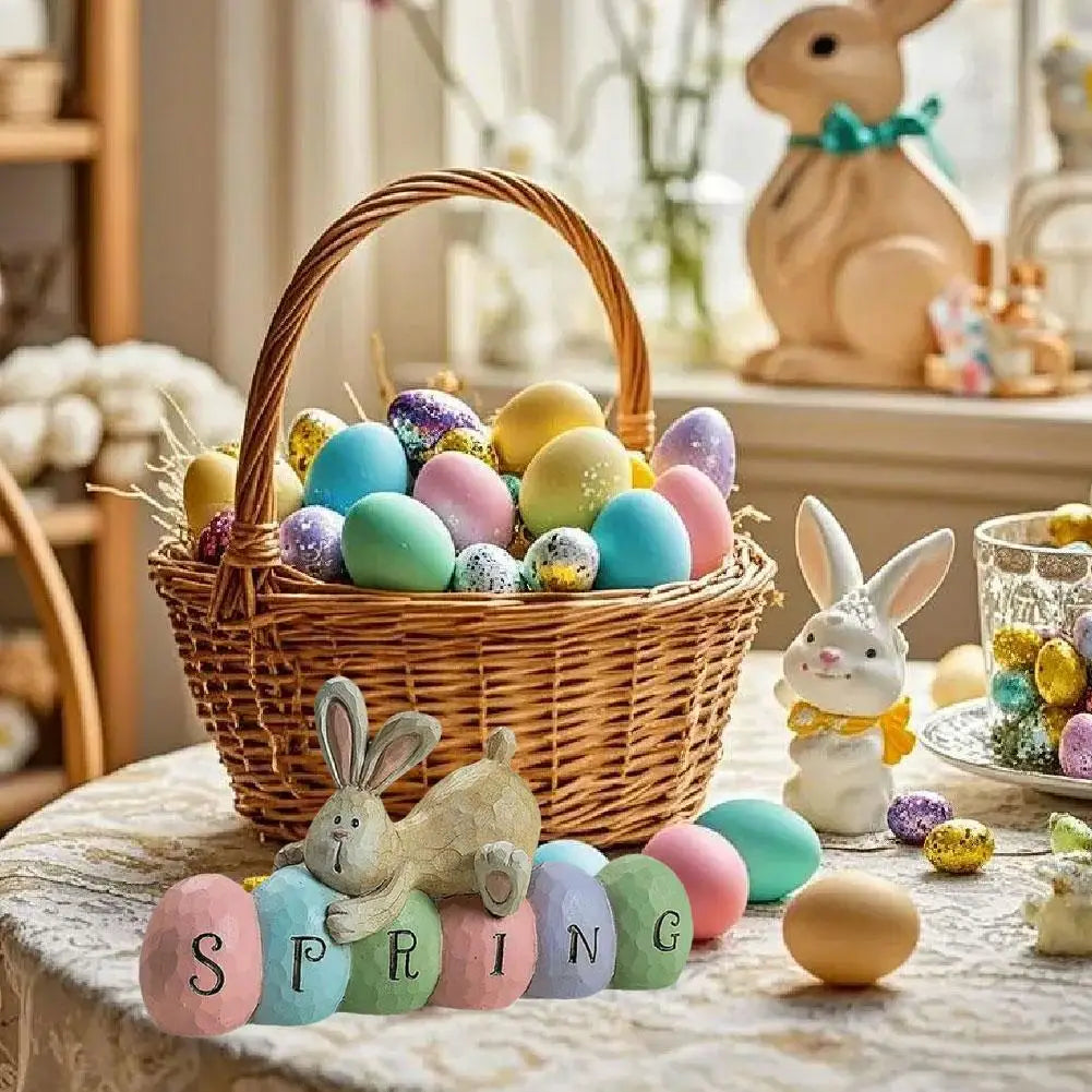 Spring Easter Bunny Rabbit Wooden Ornaments DIY Crafts Kids Toy Gift Happy Easter Decoration 2025 Party Home Desktop Decorations