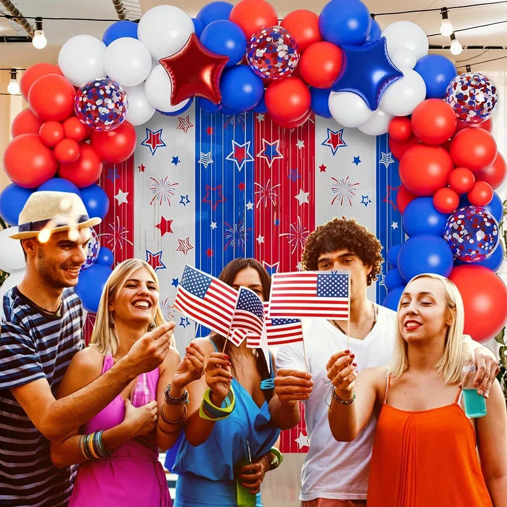 140PCS Independence Day Balloon Garland Arch Kit, Fourth of July, Birthday Party, Anniversary, Indoor and Outdoor Decorations