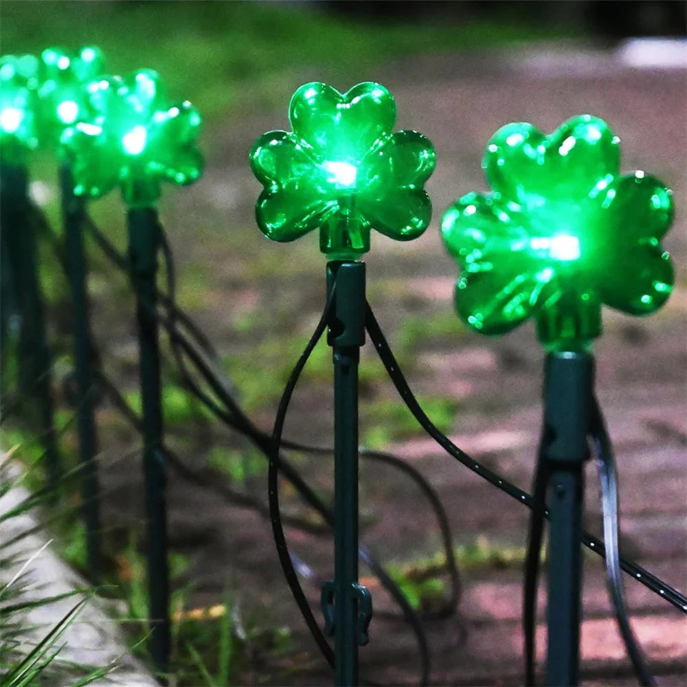 100 LED St Patricks Day Decorations Lights Solar Shamrock String Lights, Outdoor Solar Powered Garden Pathway Lights 635
