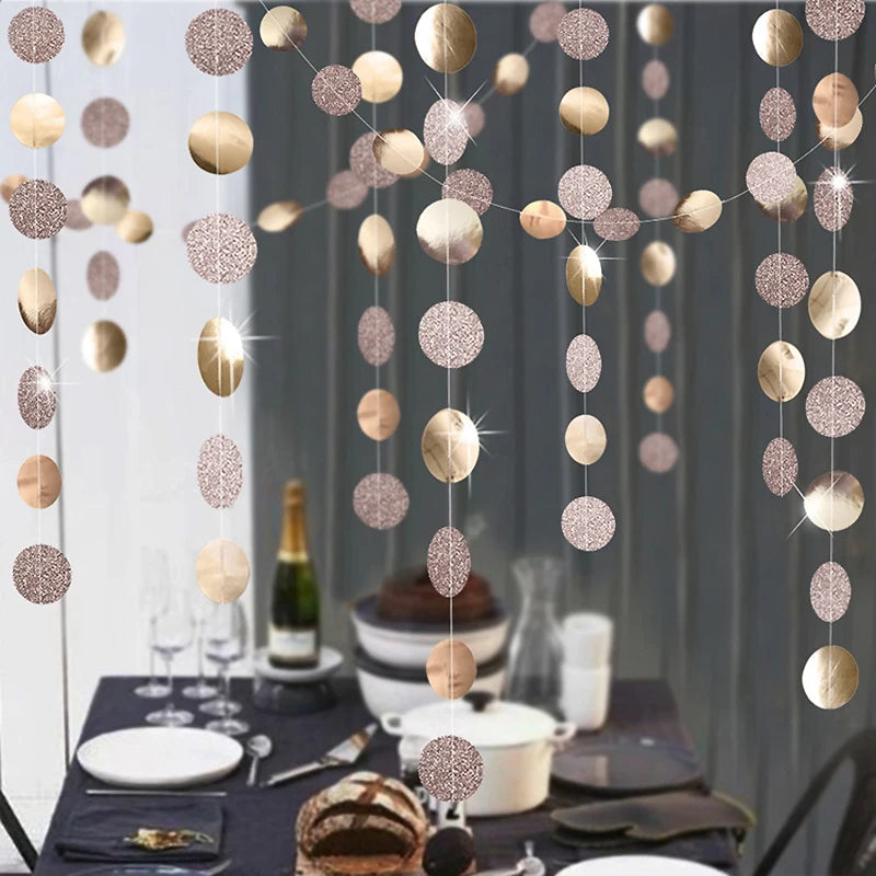 4M Glitter Champagne Gold Paper Banner Garland Happy Birthday Decoration for Adult Kids Boy Girl Baby Shower Wedding Party Decor