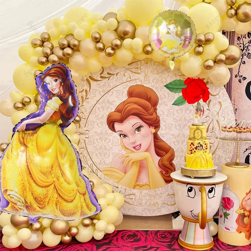 97pcs Beauty and the Beast Princess Bella Balloon Garland Arch Kit Yellow Latex Balloon Birthday Party Decors Baby Shower Supply