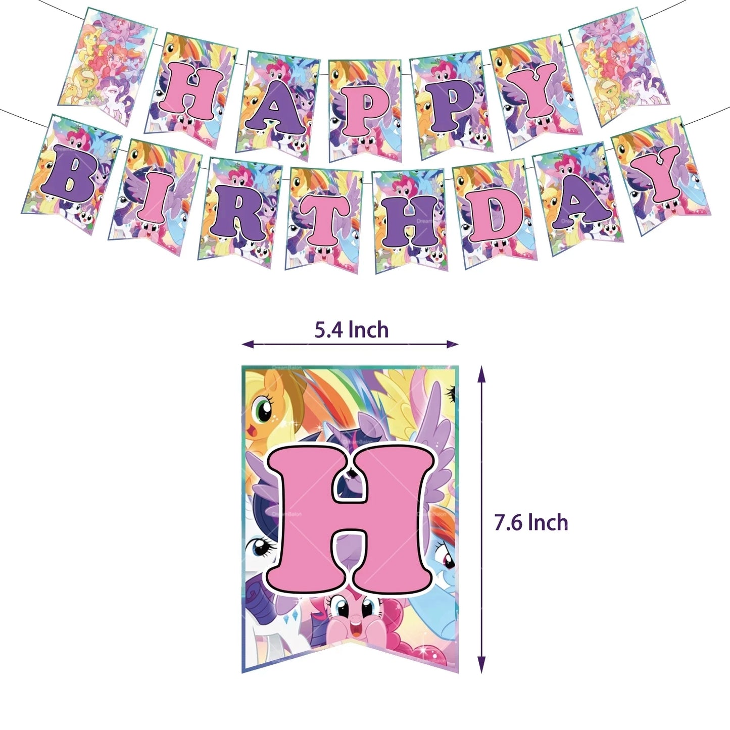 My Little Pony Foil Latex Balloon Happy Birthday Party Decoration Banner Cake Topper Kid Event Supplies Backdrop Disposable Toys