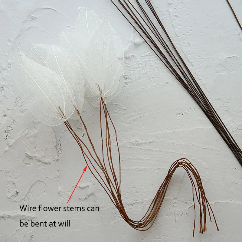 Home Decoration Lucency Leaves Natural Leaf Vein Immortal Artificial Flowers Wedding Table Decoration Wire Stem