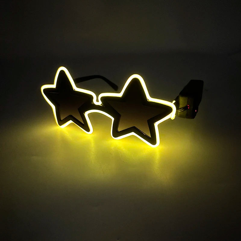 Wireless EL Glowing Party Glasses LED Light Up Five Stars Glasses Birthday Wedding Halloween Supplies Night Club Disco Props