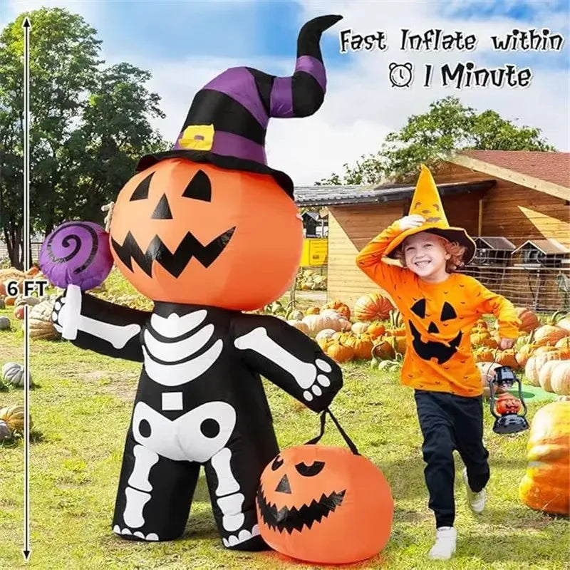 Halloween Inflatable Arch Toys Model Built-in LED Light Pumpkin Prop Outdoor Indoor Home Garden Party Terror Decoration