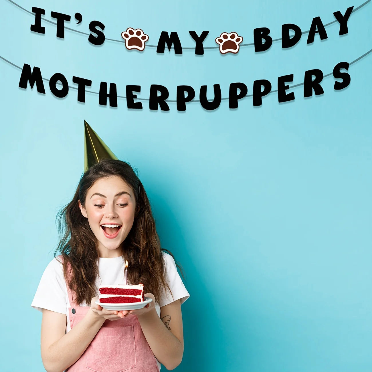 It's My Baby Motherpuppers, Funny Dog Birthday Banner, Dog Paw Party Bunting Sign, Puppy Dog Pennant Decor Black Happy Birthday