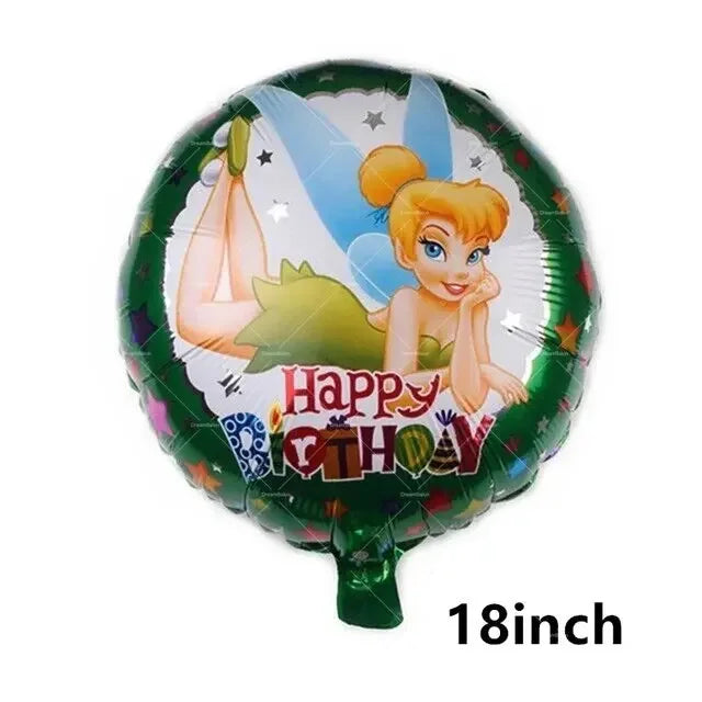 Tinker Bell Fairy Foil Balloons Pixie Latex Ballon Happy Birthday Banner Party Decorations Cake Toppers Cartoon Kids Girls Gift