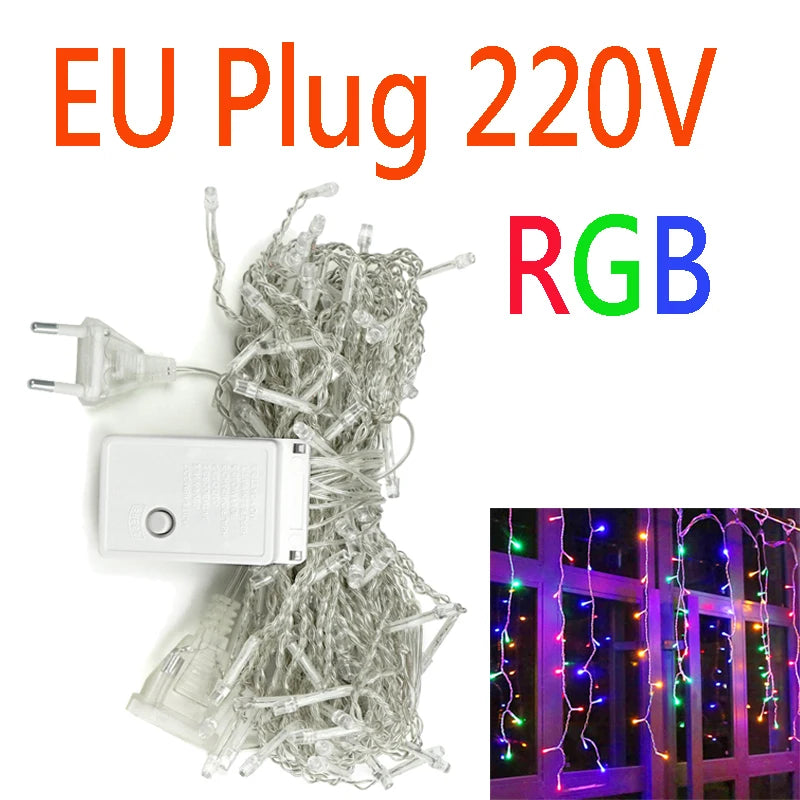 Curtain Icicle Light Indoor Outdoor Eaves Decor String Lights Garden Party Yard Christmas Decoration holiday Garlands 5m