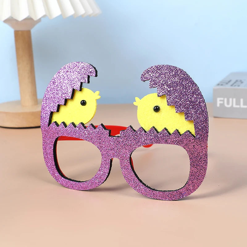 Kids Easter Party Bunny Egg Glasses Frame Photo Booth Props 2025 Happy Easter Party Decoration Kids Birthday Favors Supplies