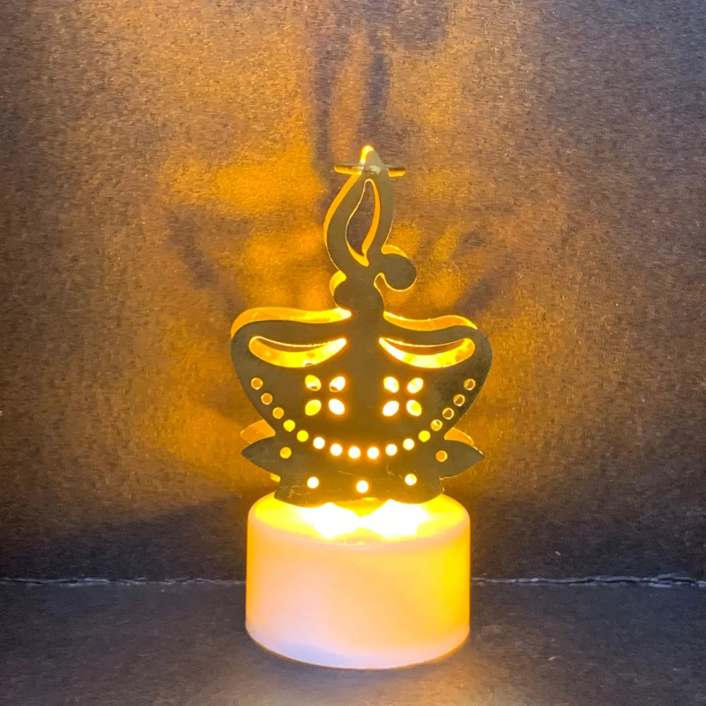 Diwali Diya Decor LED Candle Light, Hindu, Deepavali Festival, Night Light, Battery Powered, Art, 10 Pcs