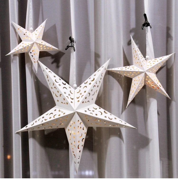 Hollow Star Hanging Pendants Ramadan Decorations 2025 for Home Ramadan Islamic Muslim Party Gifts Eid Mubarak Home Decorations