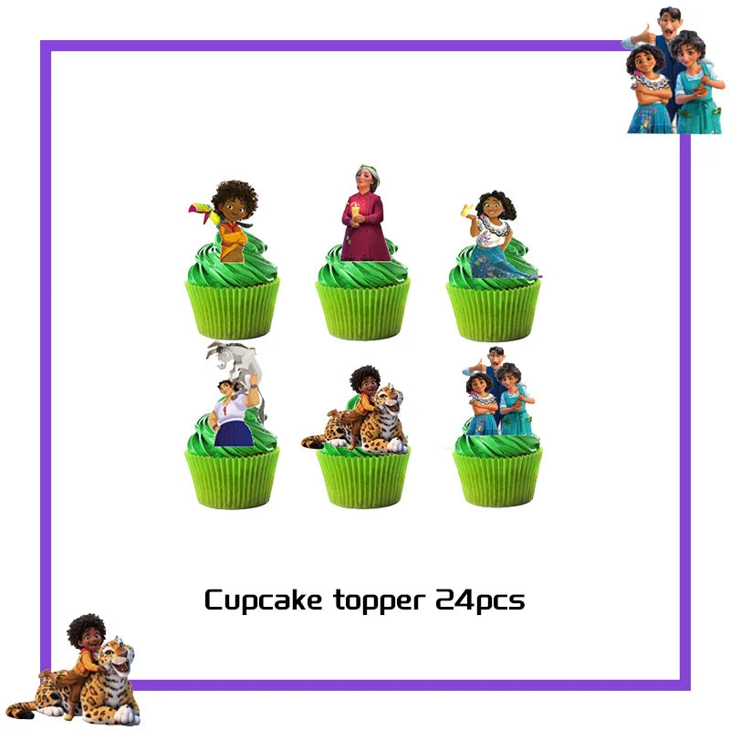 Encanto Birthday Party Decoration Balloon For Kids Event Supplies Tableware Set Plates Cups Napkins Cake Toppers Candy Box