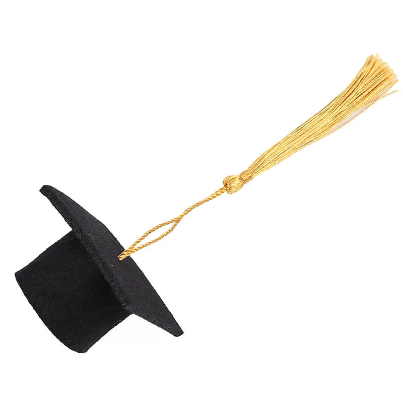 5/10pcs Felt Bachelor Hat with Tassels for Graduation Party DIY Decoration Wine Bottle Topper Graduate Mini Cap Candy Gift Boxes