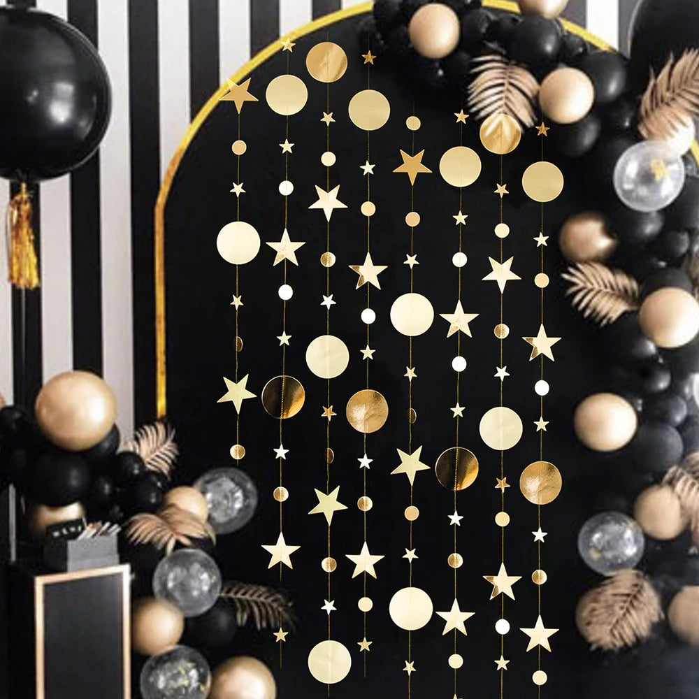 4M Glitter Champagne Gold Paper Banner Garland Happy Birthday Decoration for Adult Kids Boy Girl Baby Shower Wedding Party Decor