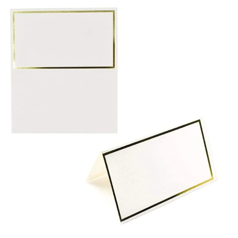 Pack of 50PCS Elegant Gold Bordered Blank Place Cards Name Cards for Weddings, Banquets, Dinners, Parties and Festivals