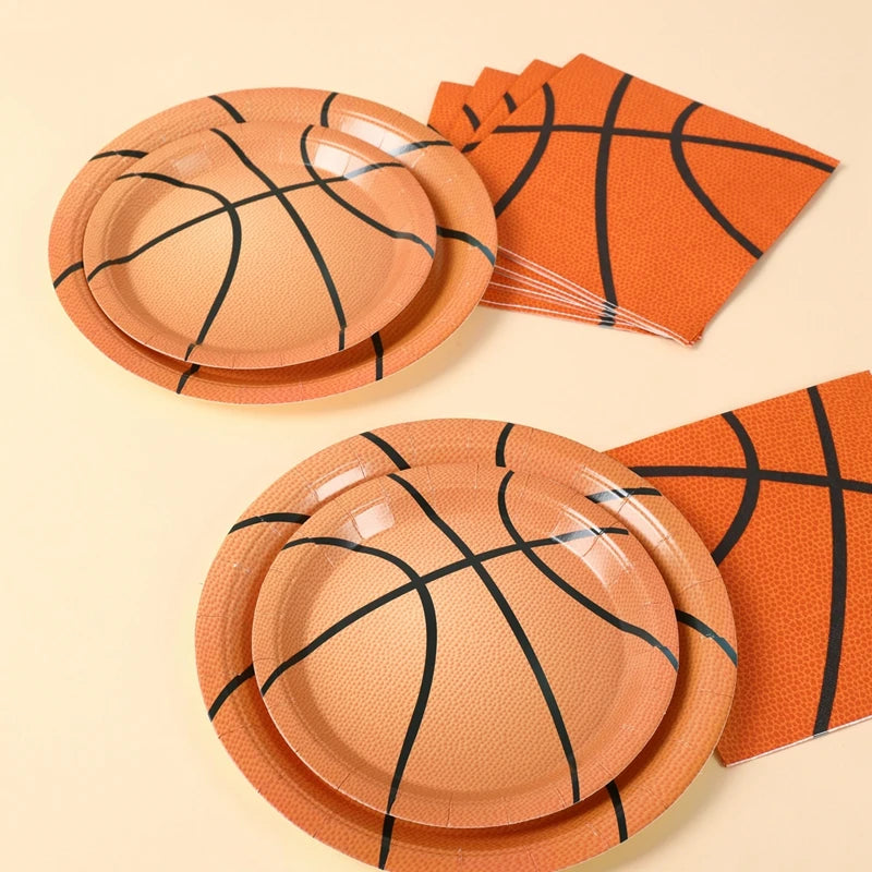 Basketball Birthday Decoration Disposable Tableware Basketball Party Paper Plates Napkins Basketball Birthday Baby Shower Decor
