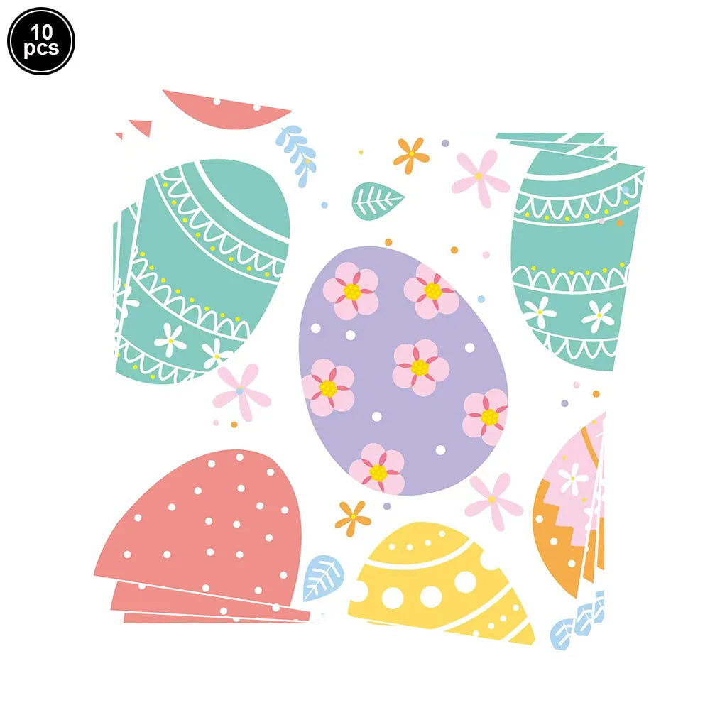 Easter Theme Disposable Tableware Easter Egg Pattern Paper Plates Cups Napkins Kids Happy Easter Party Decoration Supplies