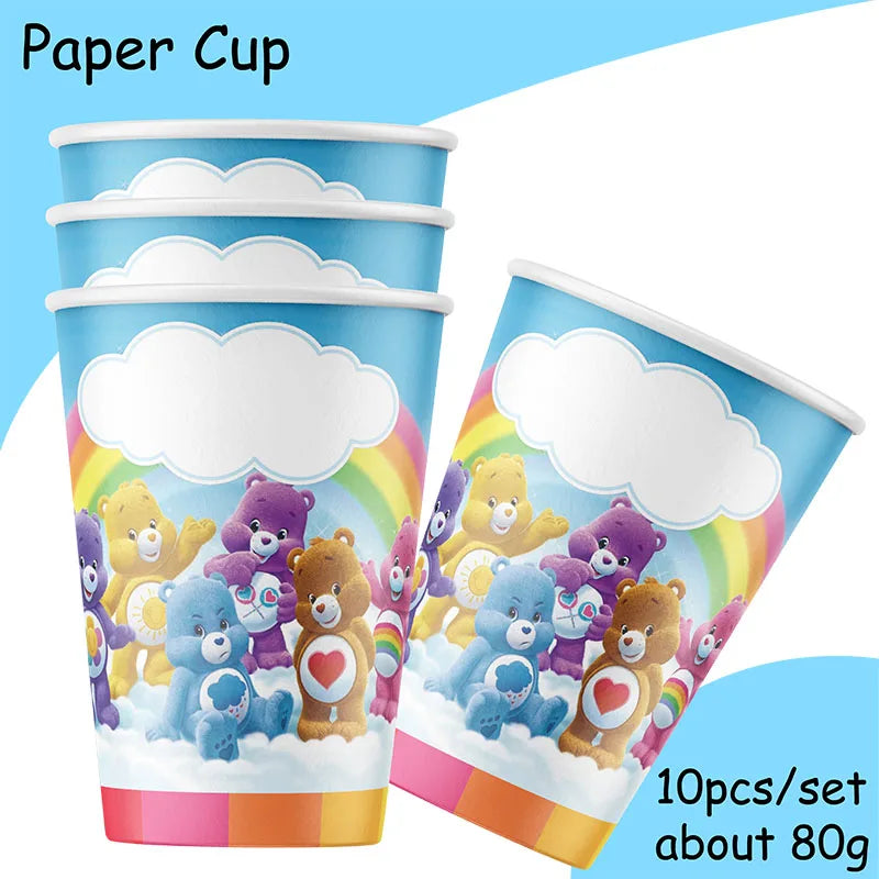 Rainbow Bears Birthday Decoration Angle Disposable Tableware Cup Plate Tablecloth Baby Shower Kids Girls Boy Party Supplies
