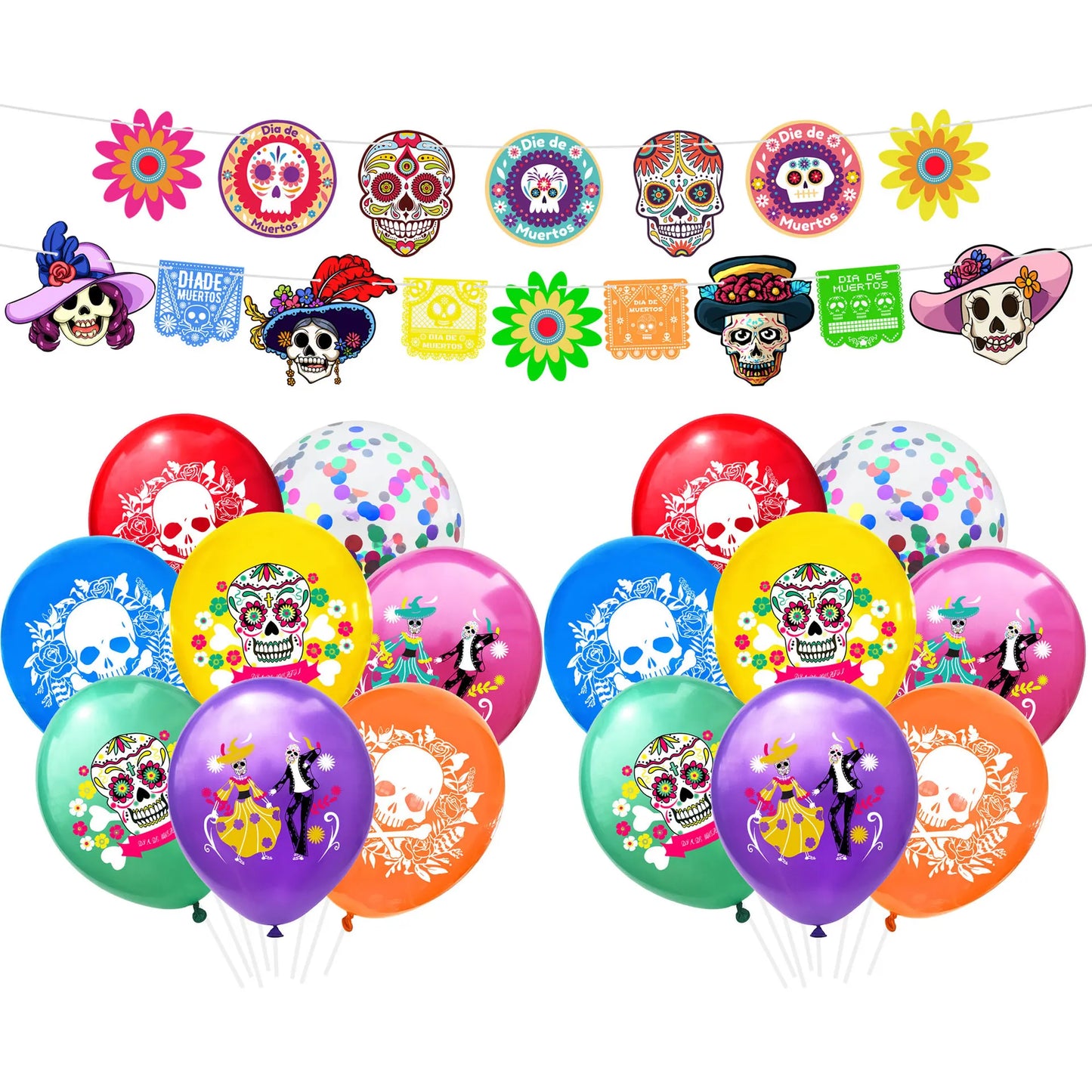 1set Day of The Dead Balloons Dia DE Los Muertos Party Decoration Skull Latex Balloons Mexican Festival Party Decor Supplies