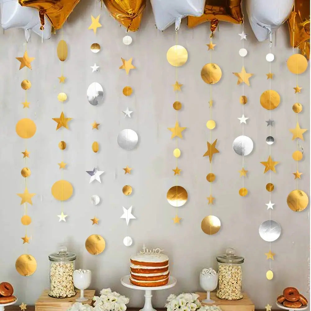 4M Glitter Champagne Gold Paper Banner Garland Happy Birthday Decoration for Adult Kids Boy Girl Baby Shower Wedding Party Decor