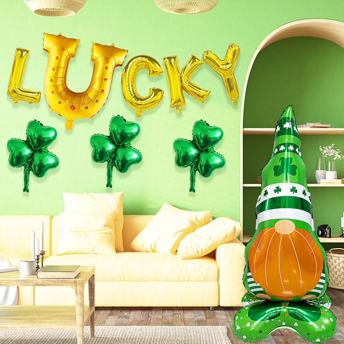St Patricks Day Lucky Clover Foil Balloons Horseshoe Beer Cup Shape Decor Irish Festival Elf Balloon Home Party Supplies