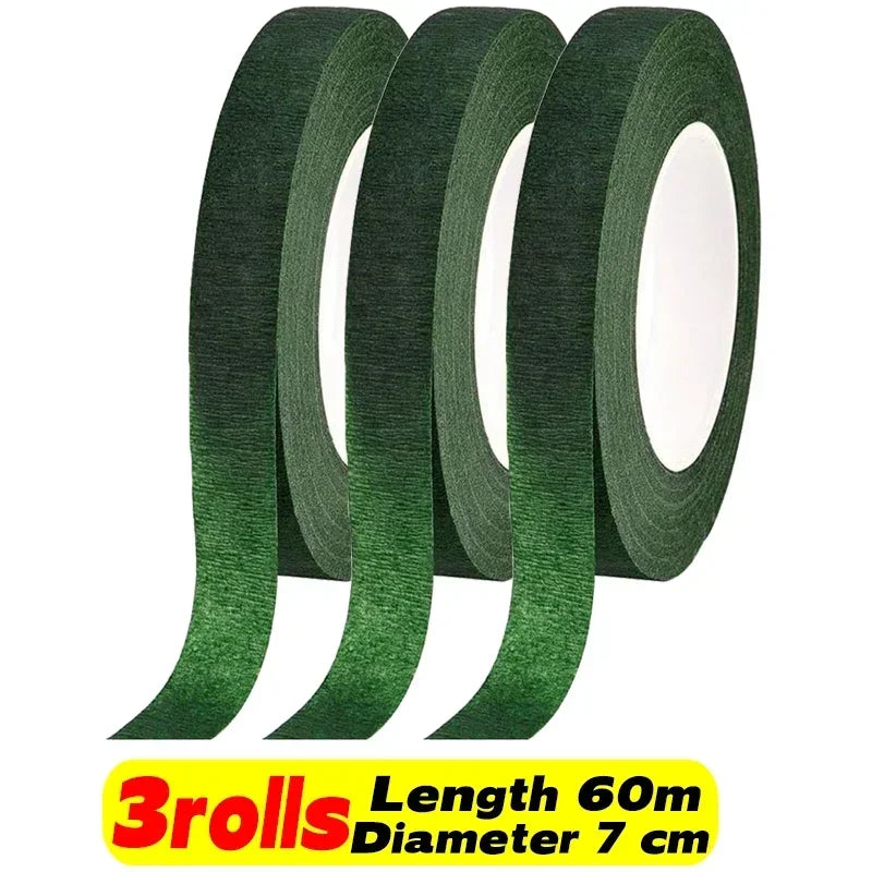 10/1Rolls Green Bouquet Floral Tapes Self-adhesive Stamen Wrapping Paper Tape DIY Flowers Decor for Florist Wedding Party Props