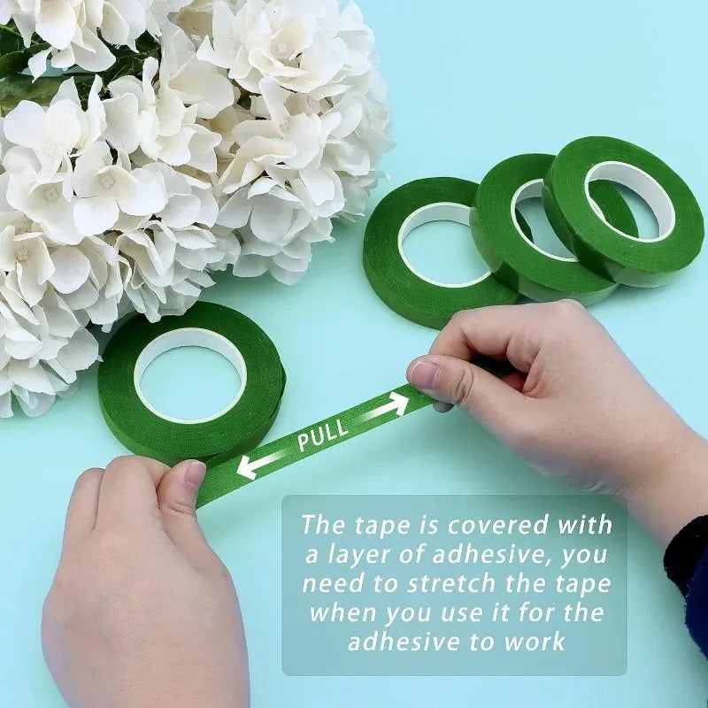 10/1Rolls Green Bouquet Floral Tapes Self-adhesive Stamen Wrapping Paper Tape DIY Flowers Decor for Florist Wedding Party Props
